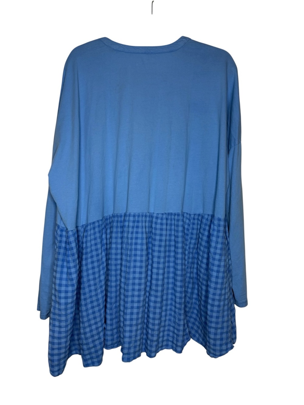 Pilcro Anthropologie Long-Sleeve Babydoll Blouse Gingham Blue Size XL - Picture 5 of 8